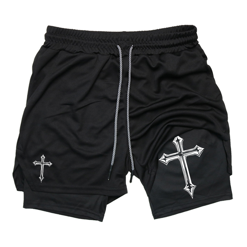 Crossfit Fitness Gear - Cross Print 2-in-1 Workout Running Short