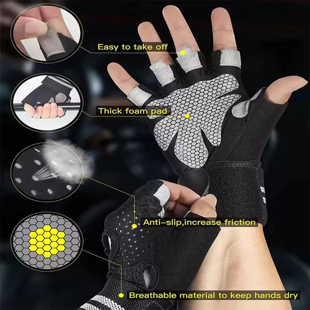 1Pair Half Finger Gym Fitness  - огляд і ціна Crossfit Workout Gear